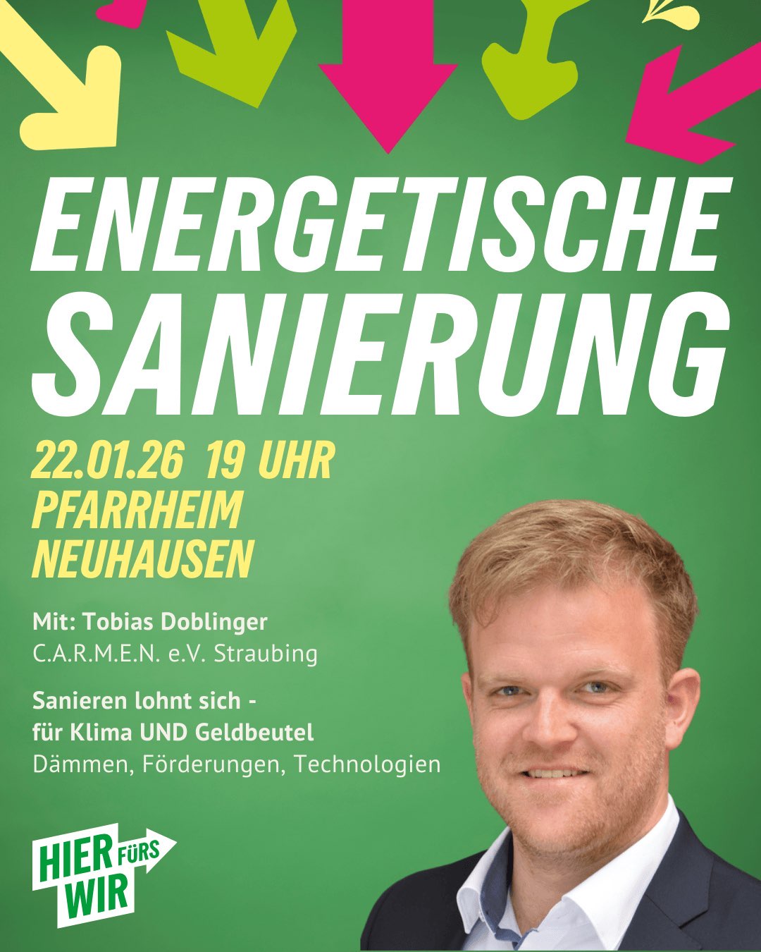Flyer für Vortrag "Energetische Sanierung"